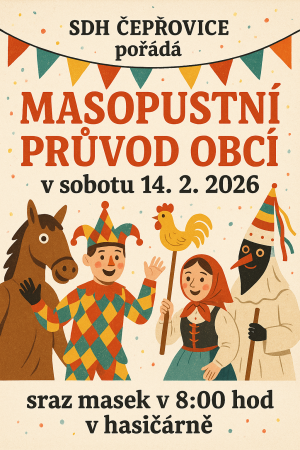 Masopustní průvod obcí. 